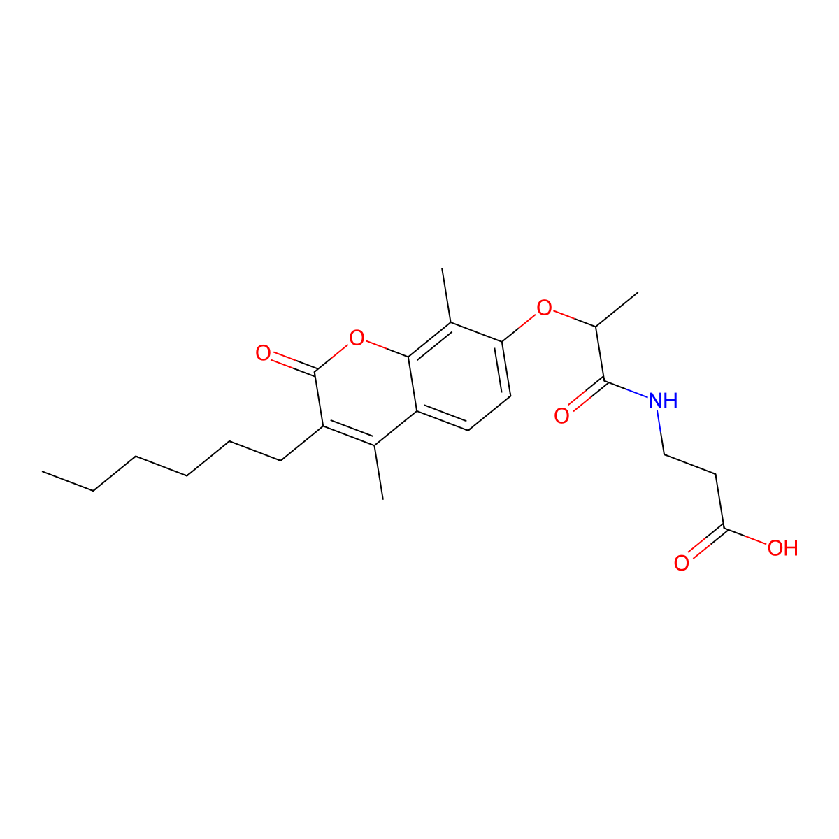 N-{2-[(3-hexyl-4,8-dimethyl-2-oxo-2H-chromen-7-yl)oxy]propanoyl}-beta-alanine molecular structure, CAS 858767-82-5