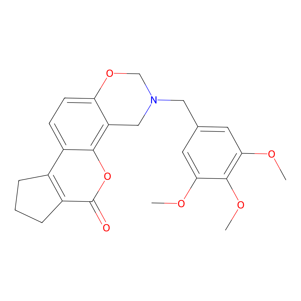 3-(3,4,5-trimethoxybenzyl)-3,4,8,9-tetrahydro-2H-cyclopenta[3,4]chromeno[8,7-e][1,3]oxazin-6(7H)-one molecular structure, CAS 858768-06-6