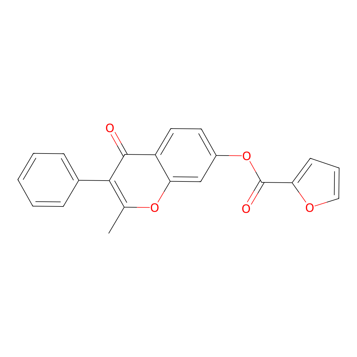2-methyl-4-oxo-3-phenyl-4H-chromen-7-yl furan-2-carboxylate molecular structure, CAS 858768-34-0