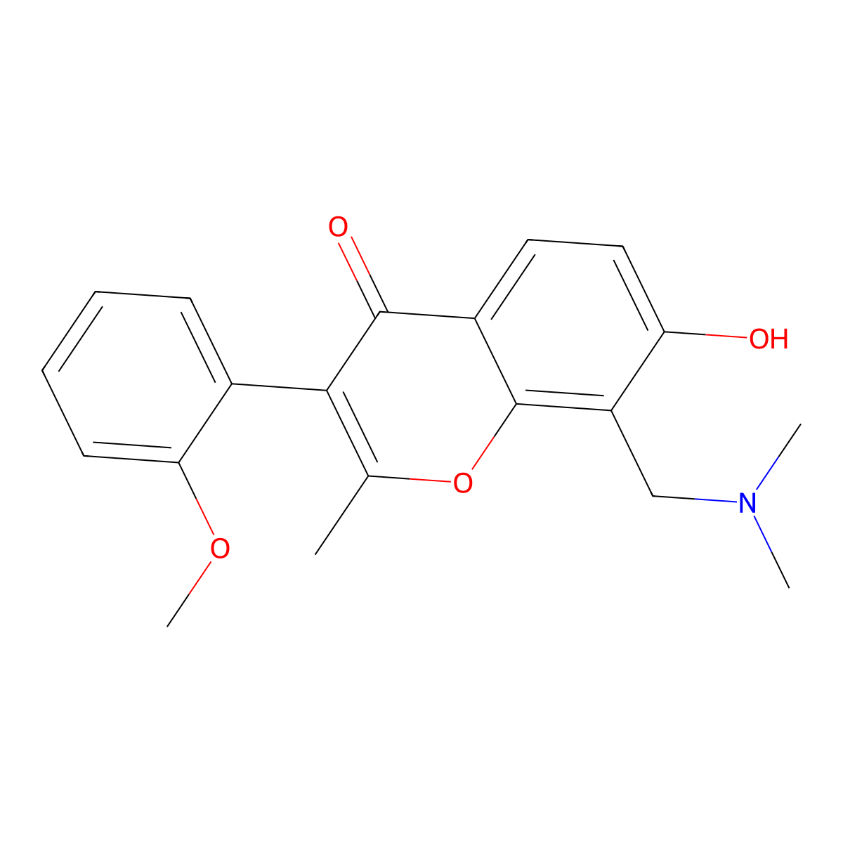 8-((dimethylamino)methyl)-7-hydroxy-3-(2-methoxyphenyl)-2-methyl-4H-chromen-4-one molecular structure, CAS 858768-84-0