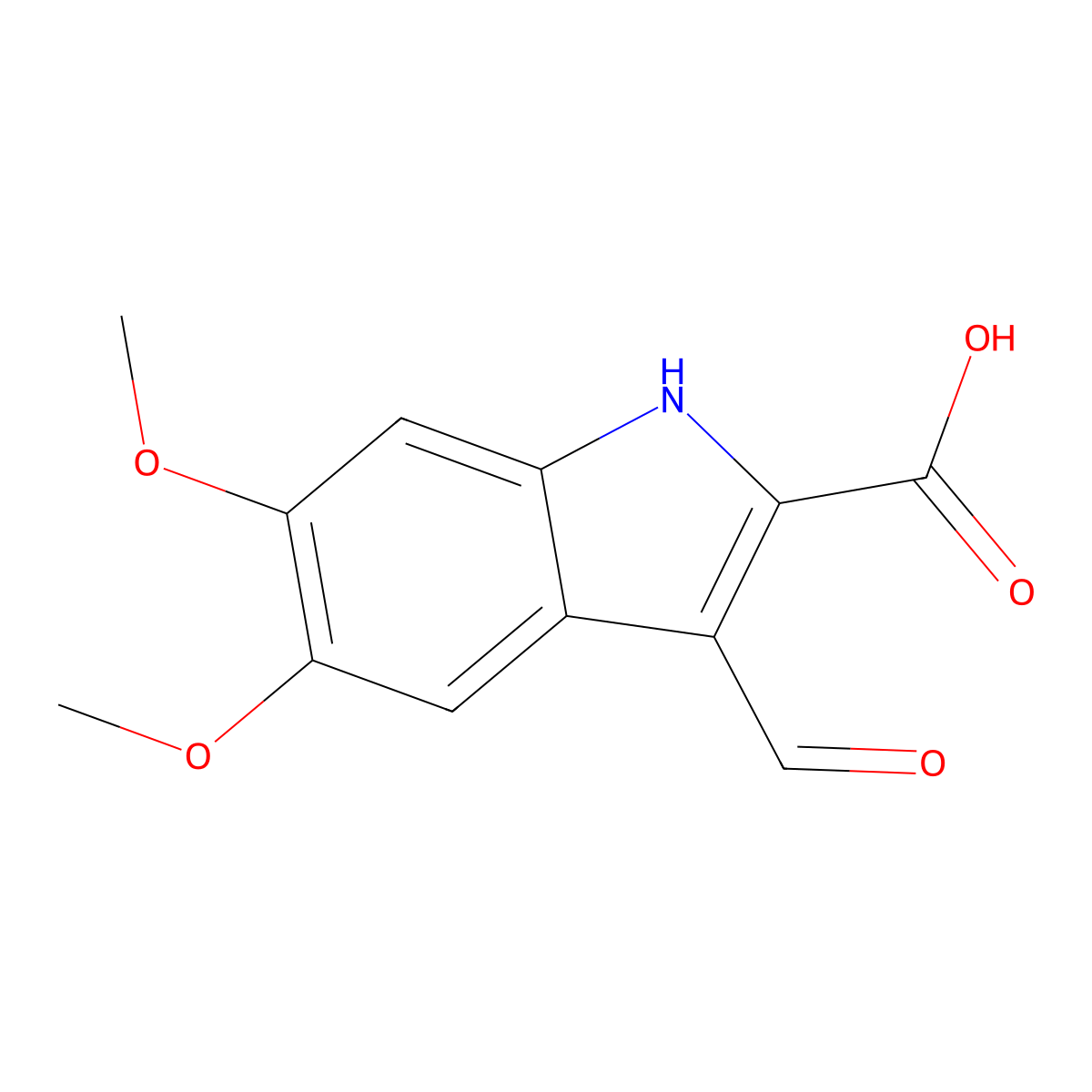 3-formyl-5,6-dimethoxy-1H-indole-2-carboxylic acid molecular structure, CAS 858769-50-3