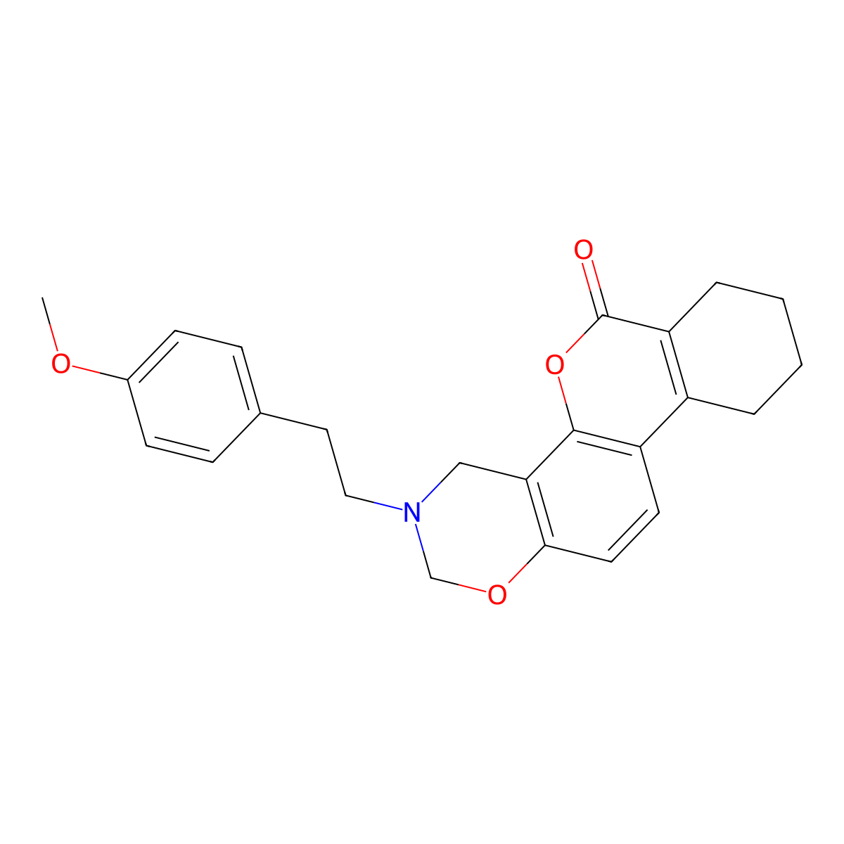 3-(4-methoxyphenethyl)-3,4,7,8,9,10-hexahydro-2H,6H-benzo[3,4]chromeno[8,7-e][1,3]oxazin-6-one molecular structure, CAS 858769-51-4