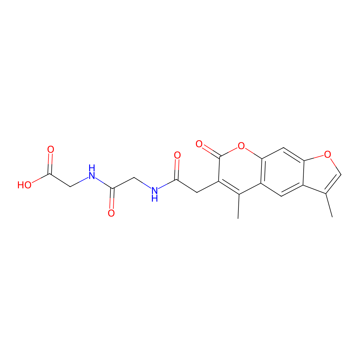 N-[(3,5-dimethyl-7-oxo-7H-furo[3,2-g]chromen-6-yl)acetyl]glycylglycine molecular structure, CAS 858769-75-2