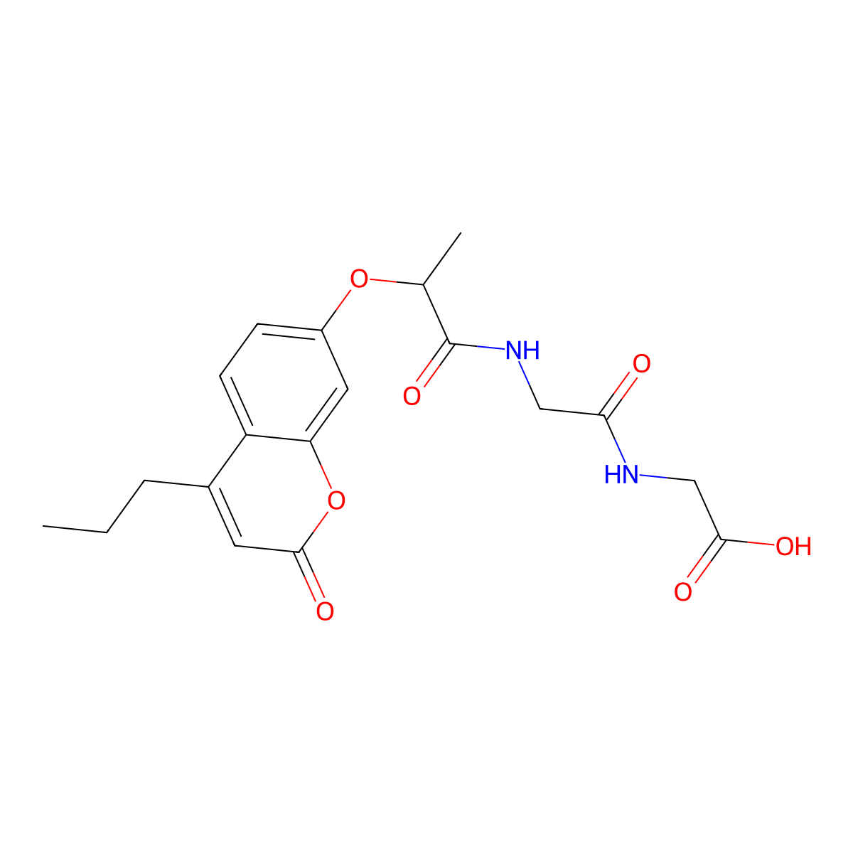 N-{2-[(2-oxo-4-propyl-2H-chromen-7-yl)oxy]propanoyl}glycylglycine molecular structure, CAS 858769-76-3