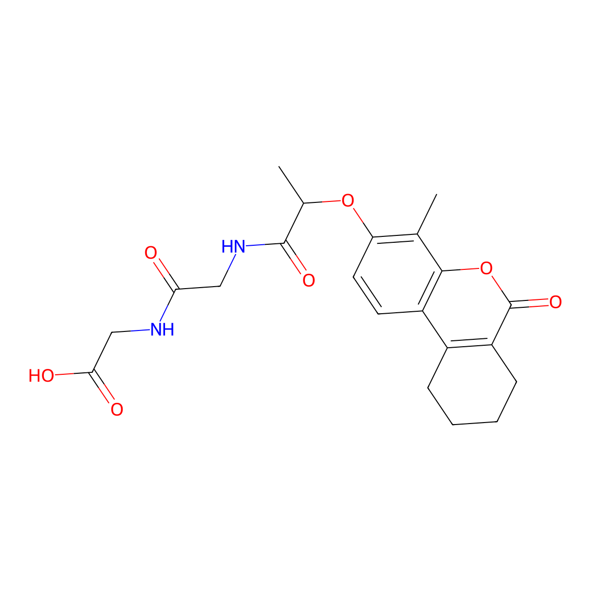 N-{2-[(4-methyl-6-oxo-7,8,9,10-tetrahydro-6H-benzo[c]chromen-3-yl)oxy]propanoyl}glycylglycine molecular structure, CAS 858769-89-8