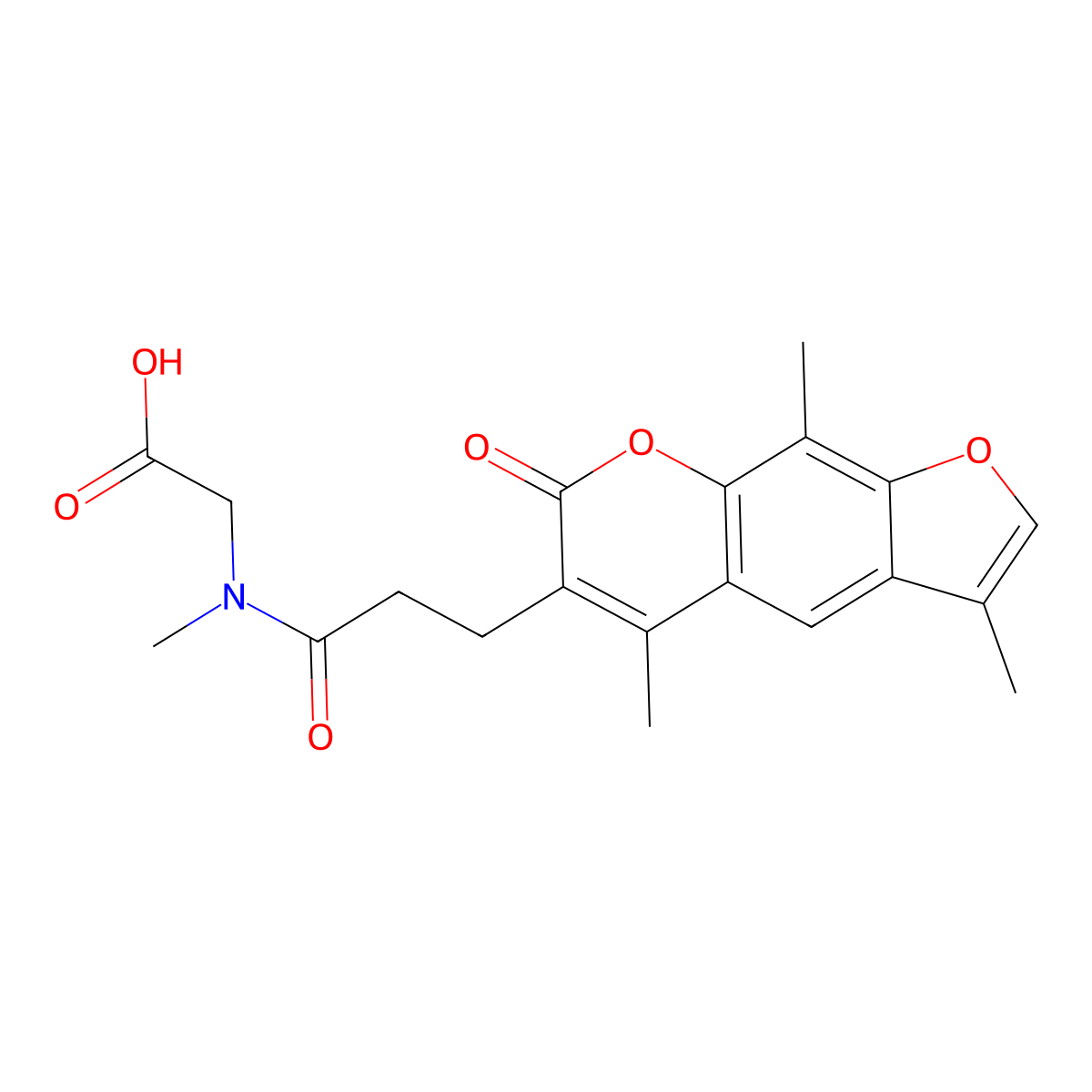 N-methyl-N-[3-(3,5,9-trimethyl-7-oxo-7H-furo[3,2-g]chromen-6-yl)propanoyl]glycine molecular structure, CAS 858770-12-4