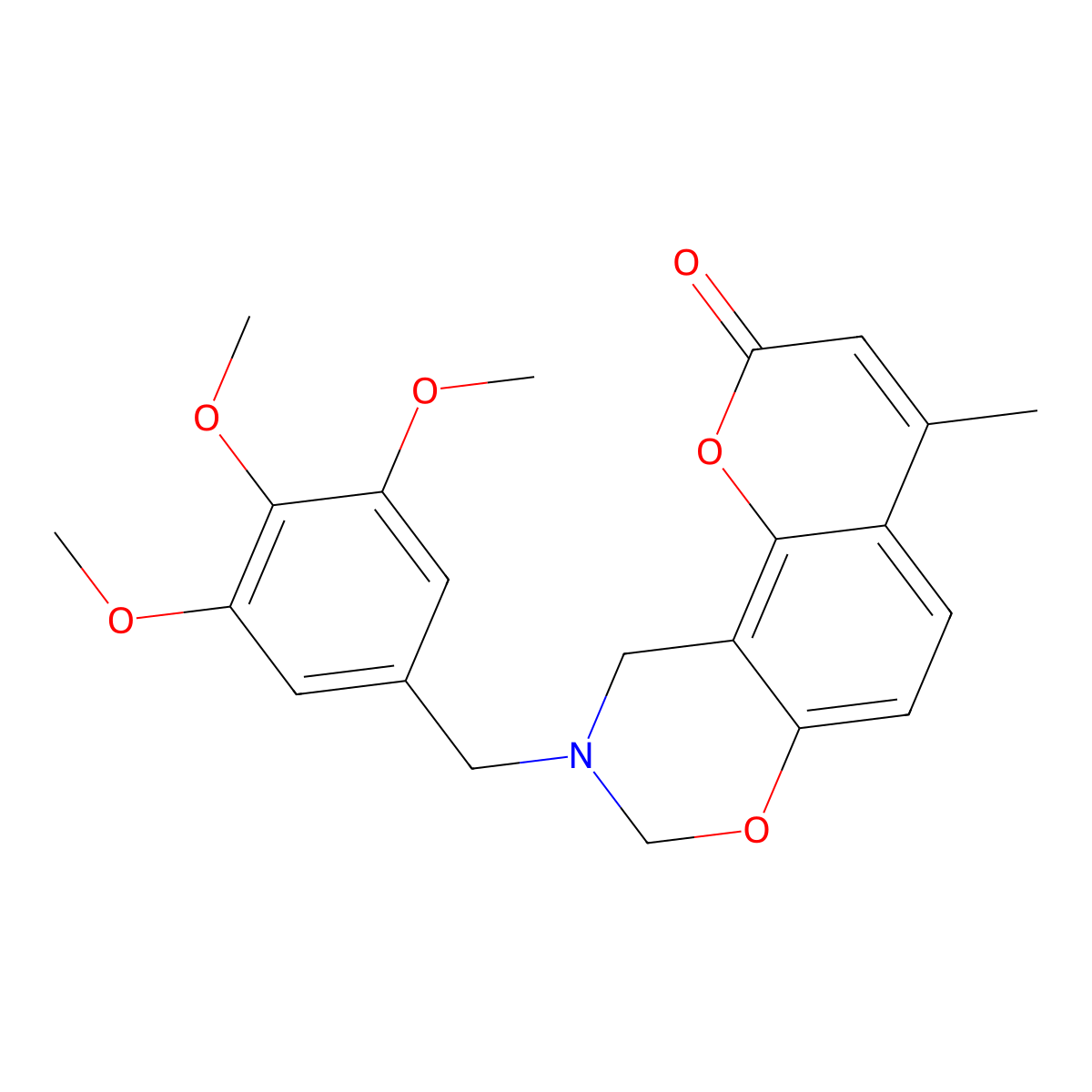 4-methyl-9-(3,4,5-trimethoxybenzyl)-9,10-dihydro-2H,8H-chromeno[8,7-e][1,3]oxazin-2-one molecular structure, CAS 858770-38-4
