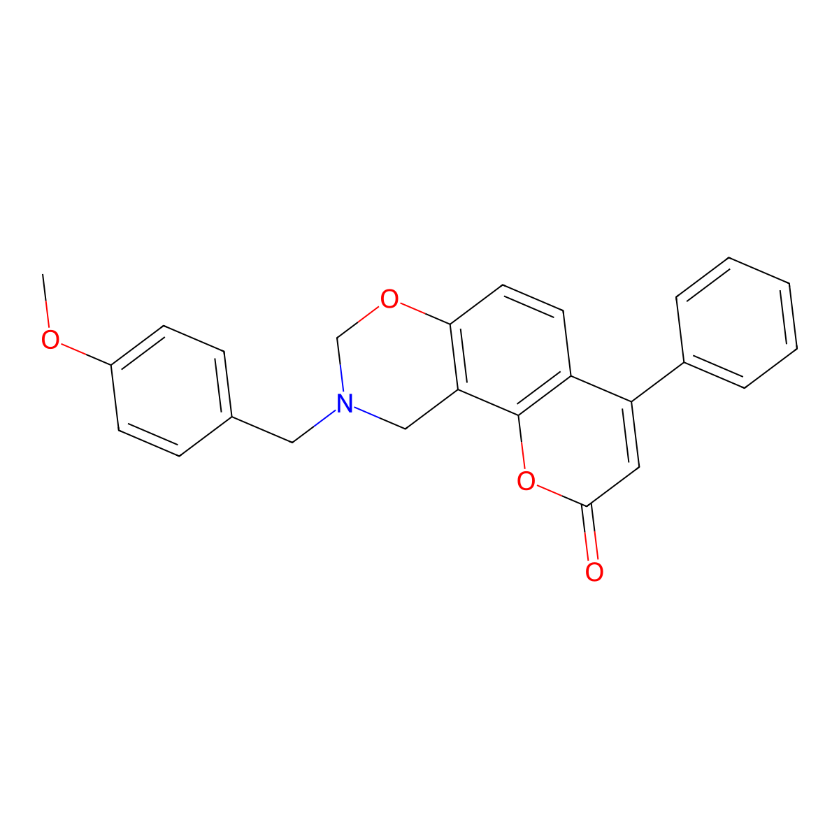 9-(4-methoxybenzyl)-4-phenyl-9,10-dihydro-2H,8H-chromeno[8,7-e][1,3]oxazin-2-one molecular structure, CAS 858770-53-3