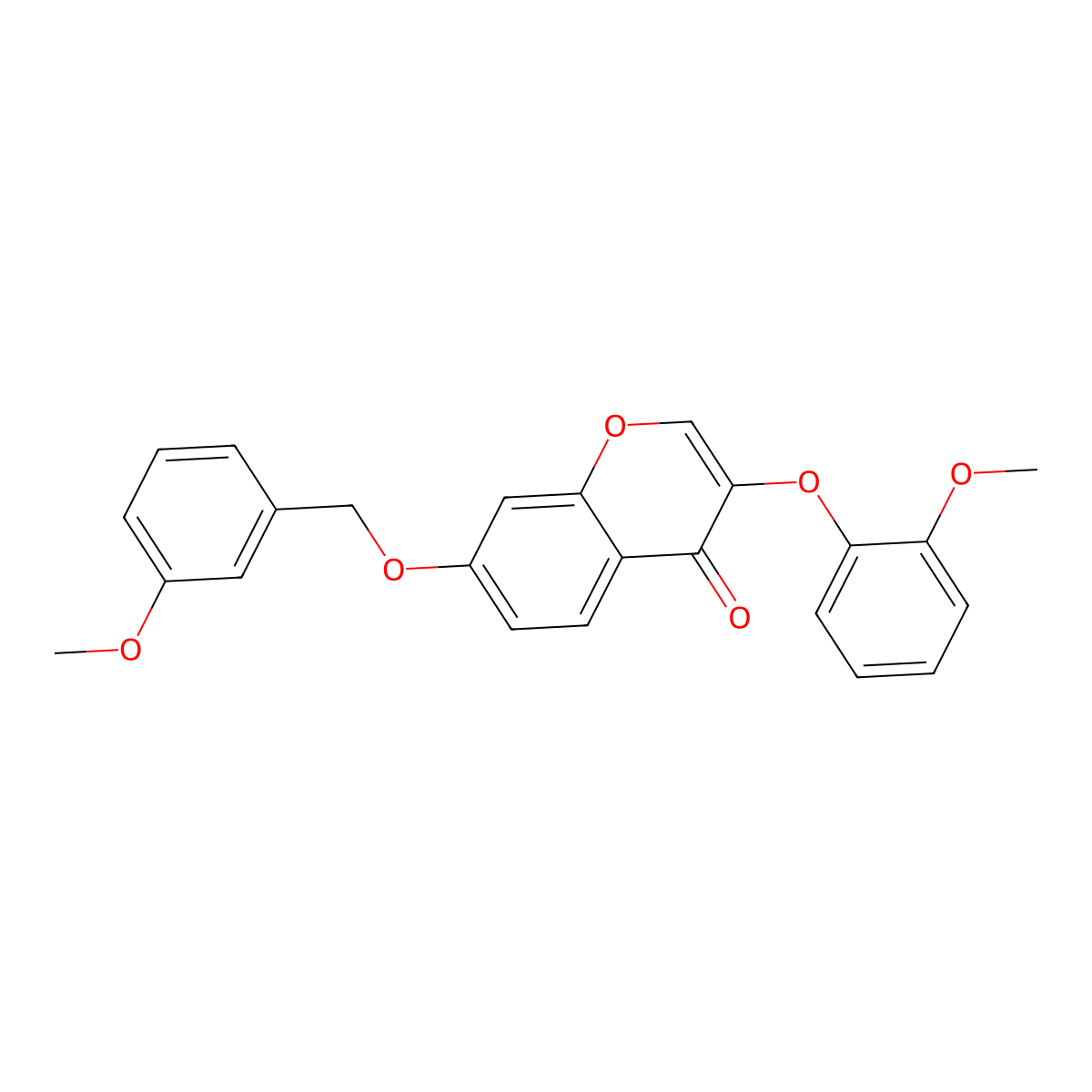 3-(2-Methoxyphenoxy)-7-[(3-methoxyphenyl)methoxy]chromen-4-one molecular structure, CAS 858770-58-8