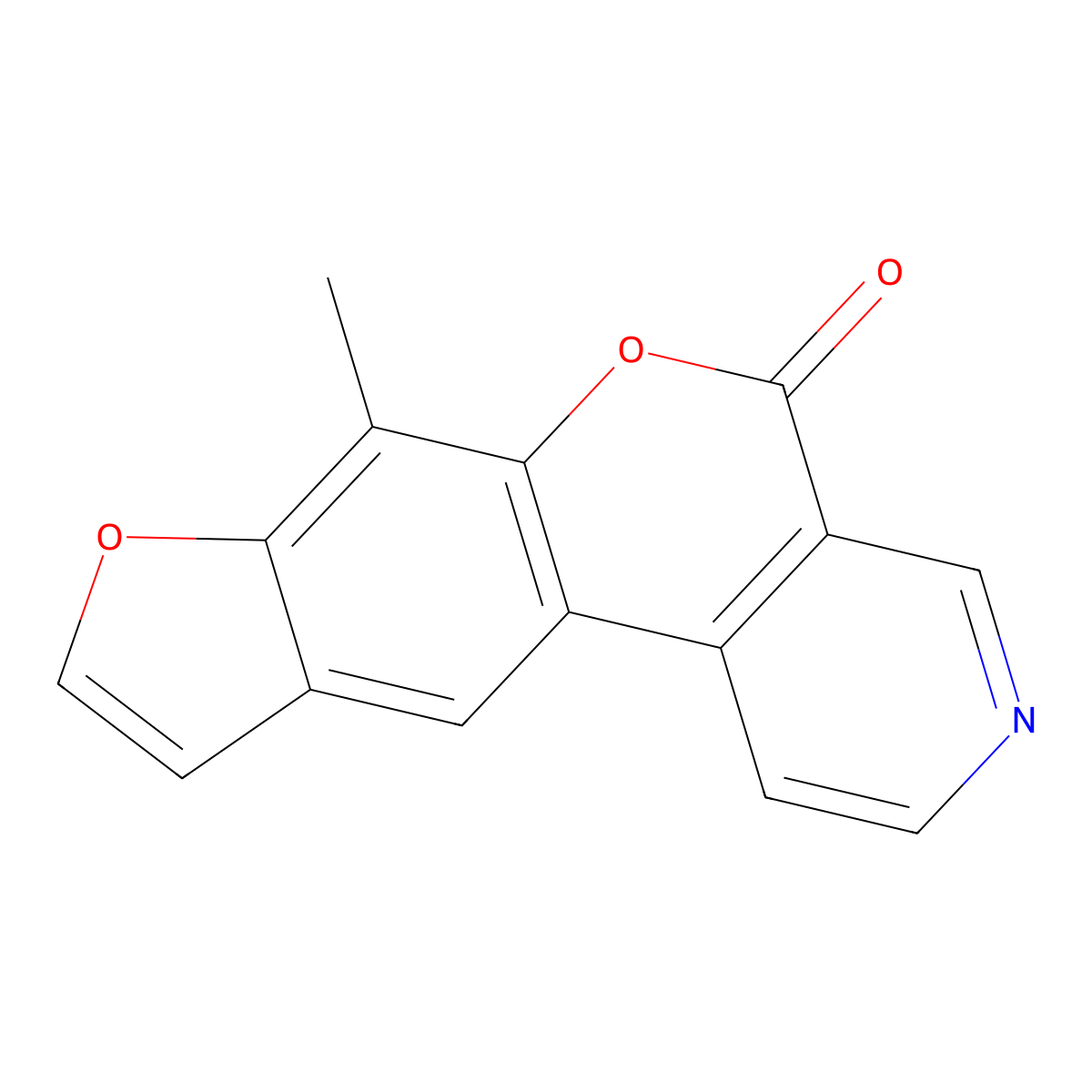 7-Methyl-5H-furo(3',2':6,7)(1)benzopyrano(3,4-c)pyridin-5-one molecular structure, CAS 85878-63-3