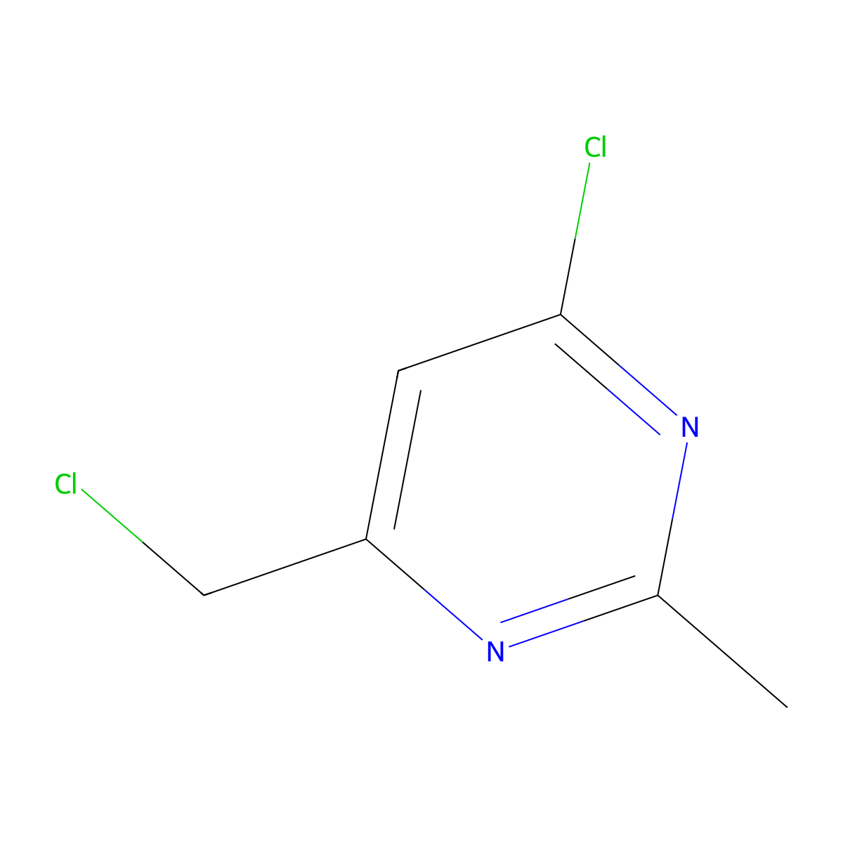 4-Chloro-6-(chloromethyl)-2-methylpyrimidine molecular structure, CAS 85878-85-9