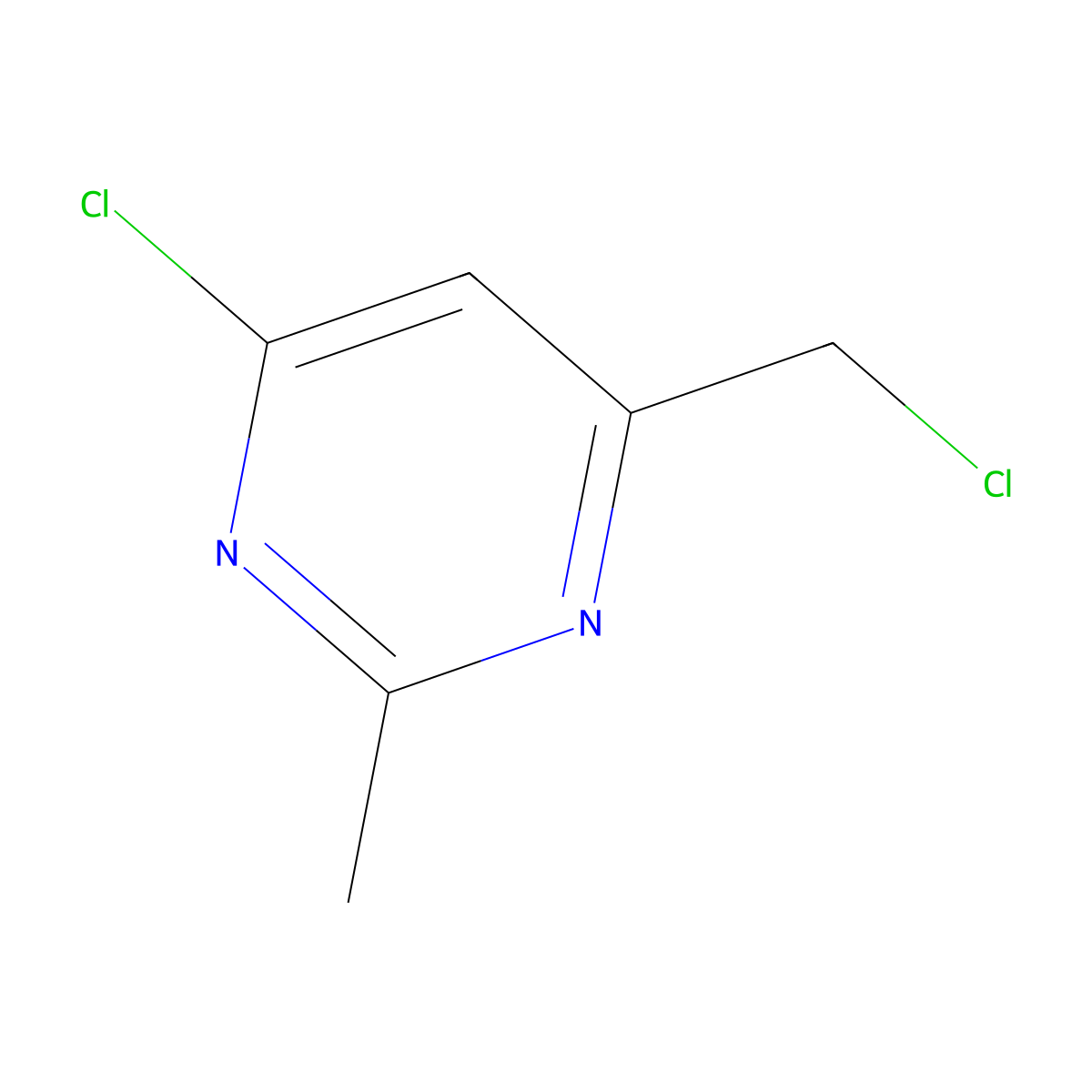 4-Chloro-6-(chloromethyl)-2-methylpyrimidine molecular structure, CAS 85878-85-9