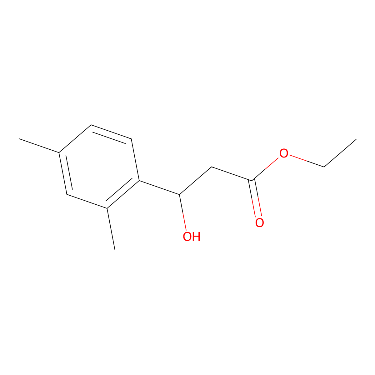 Ethyl 3-(2,4-dimethylphenyl)-3-hydroxypropanoate molecular structure, CAS 858785-69-0