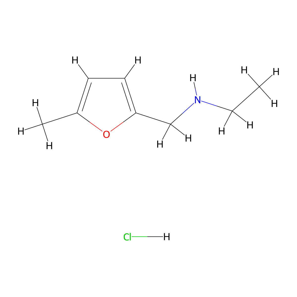 N-[(5-Methyl-2-furyl)methyl]ethanamine hydrochloride molecular structure, CAS 858796-59-5