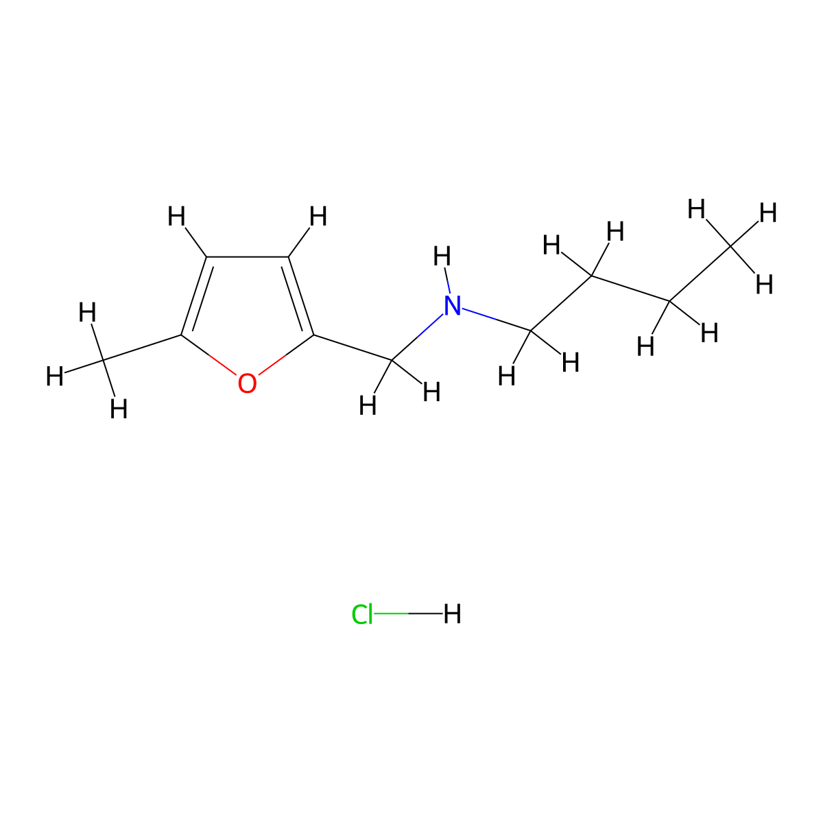 Butyl[(5-methylfuran-2-yl)methyl]amine hydrochloride molecular structure, CAS 858796-68-6