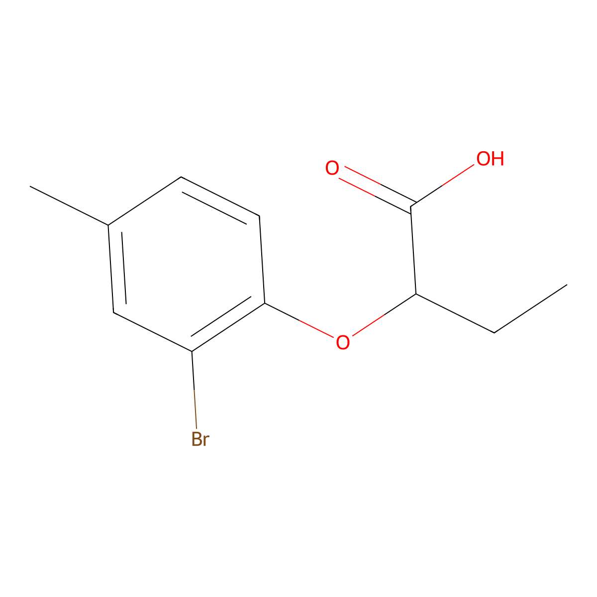 Butanoic acid, 2-(2-bromo-4-methylphenoxy)- molecular structure, CAS 858814-85-4