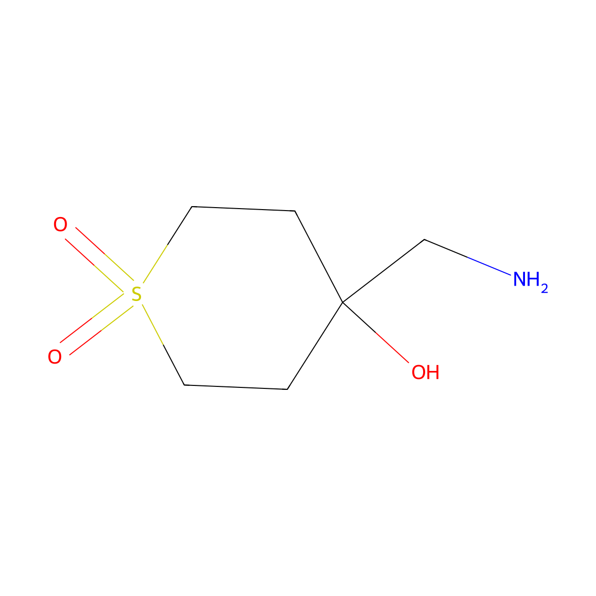 4-(Aminomethyl)-4-hydroxy-1lambda6-thiane-1,1-dione molecular structure, CAS 858823-11-7