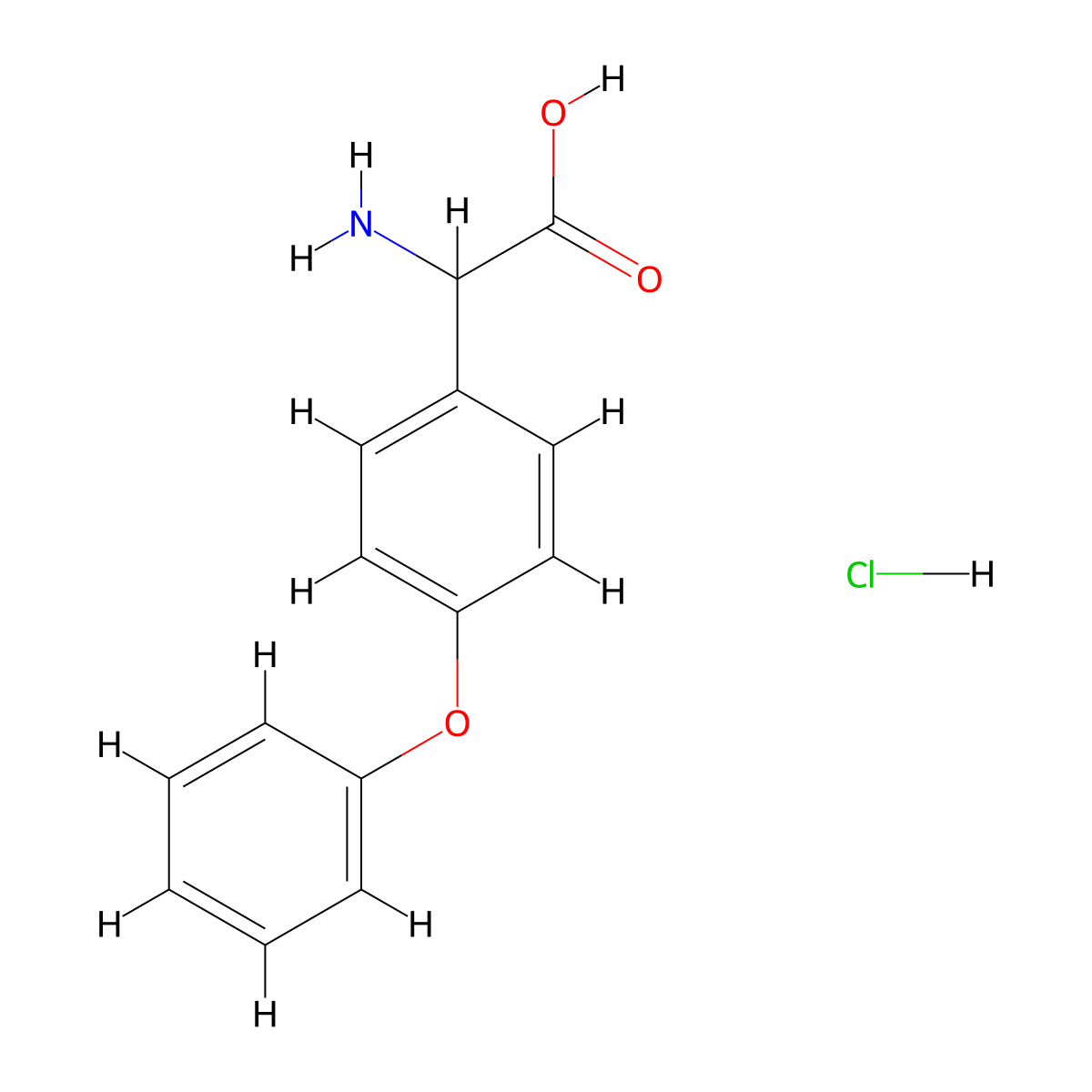2-Amino-2-(4-phenoxyphenyl)acetic acid hydrochloride molecular structure, CAS 858843-01-3