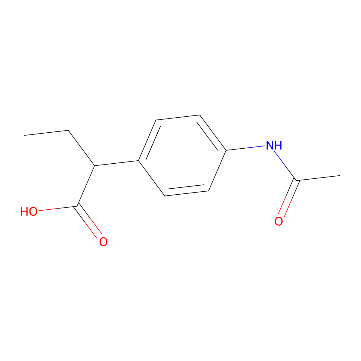 2-(4-Acetamidophenyl)butanoic acid molecular structure, CAS 858847-40-2