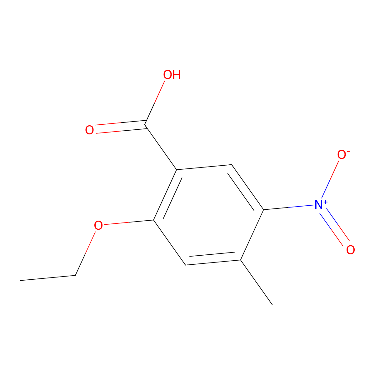2-Ethoxy-4-methyl-5-nitrobenzoic acid molecular structure, CAS 858847-54-8