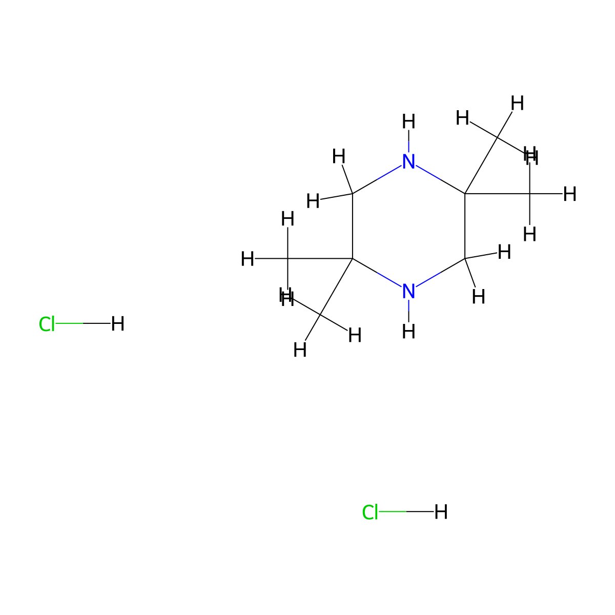 2,2,5,5-Tetramethylpiperazine dihydrochloride molecular structure, CAS 858851-27-1