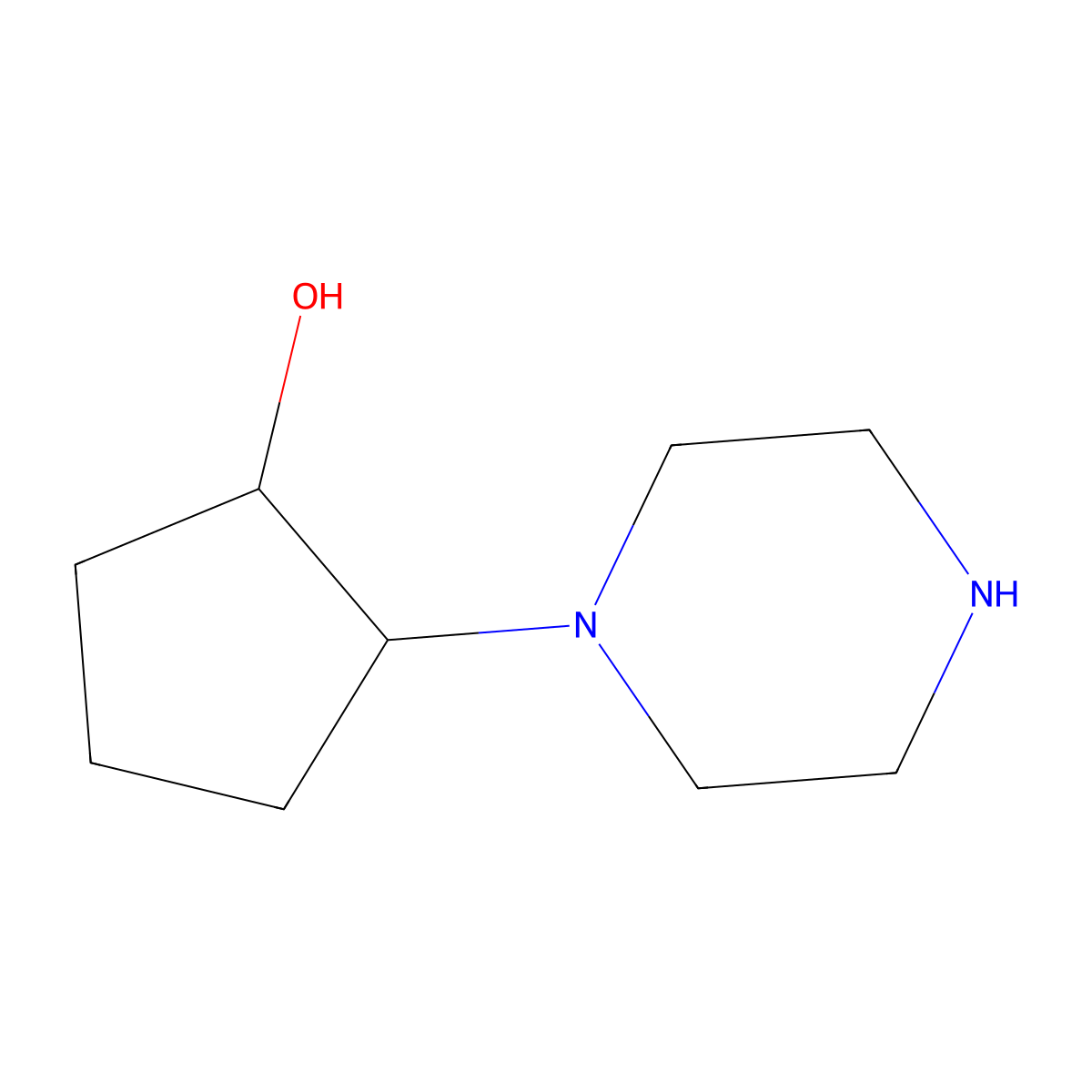 2-(Piperazin-1-yl)cyclopentan-1-ol molecular structure, CAS 858851-39-5