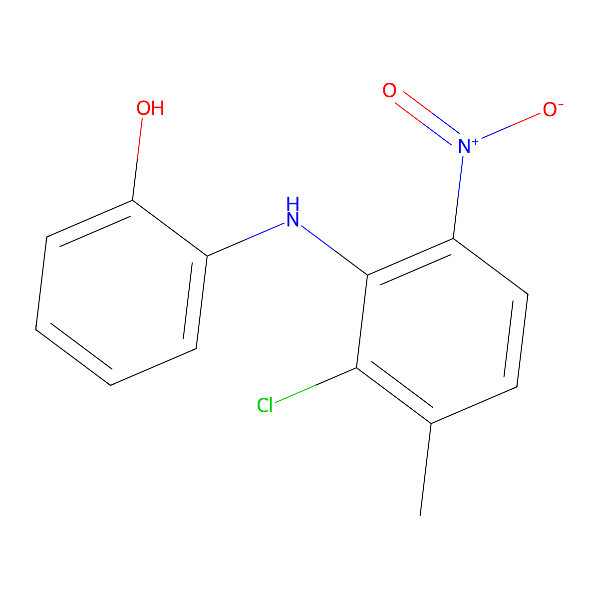 2-((2-Chloro-3-methyl-6-nitrophenyl)amino)phenol molecular structure, CAS 858854-70-3