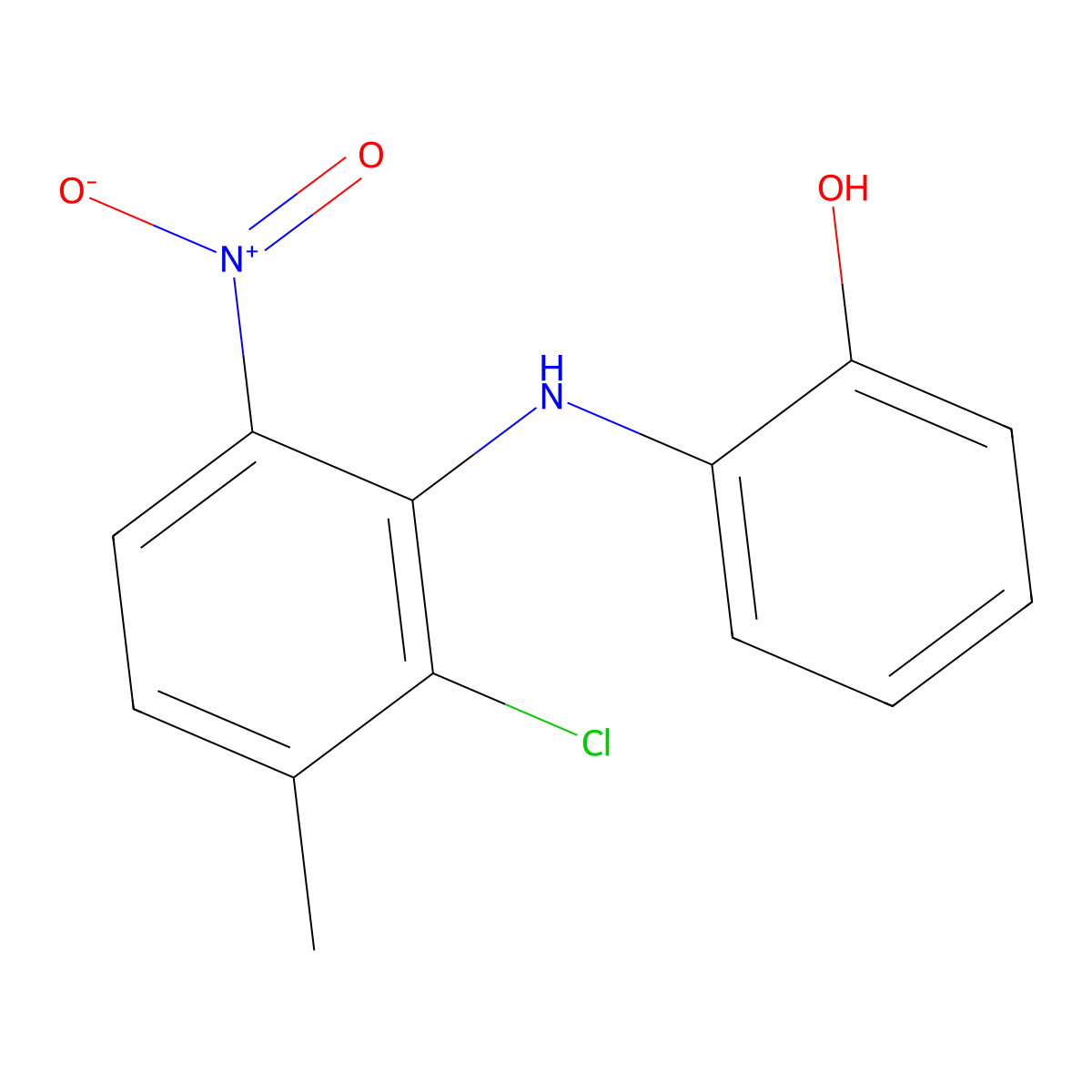 2-((2-Chloro-3-methyl-6-nitrophenyl)amino)phenol molecular structure, CAS 858854-70-3