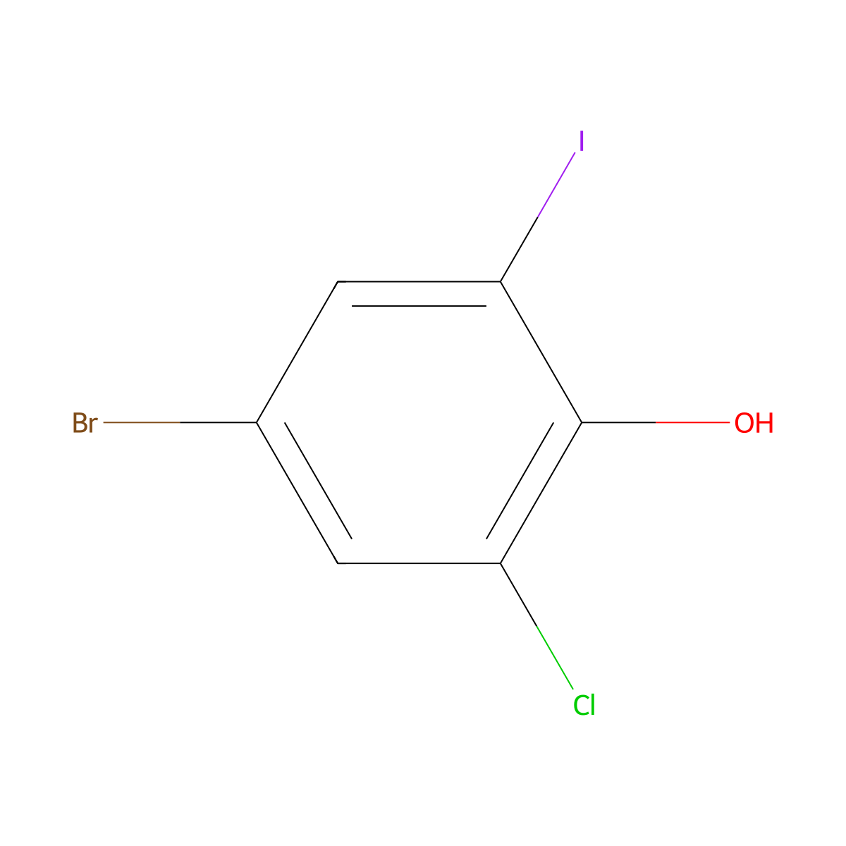4-Bromo-2-chloro-6-iodophenol molecular structure, CAS 858855-18-2