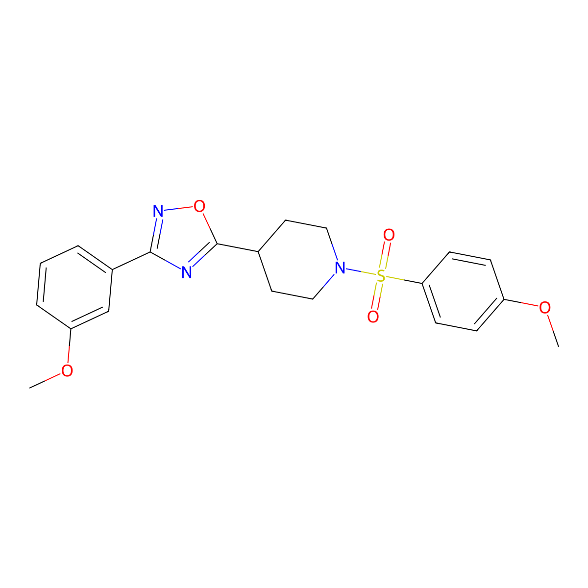 1-(4-Methoxybenzenesulfonyl)-4-[3-(3-methoxyphenyl)-1,2,4-oxadiazol-5-yl]piperidine molecular structure, CAS 858867-75-1