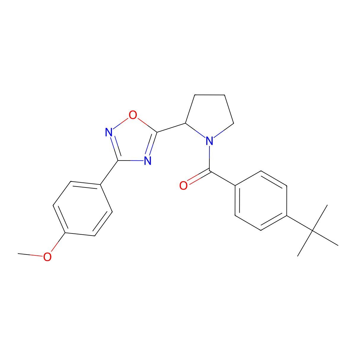 5-[1-(4-Tert-butylbenzoyl)pyrrolidin-2-yl]-3-(4-methoxyphenyl)-1,2,4-oxadiazole molecular structure, CAS 858885-77-5