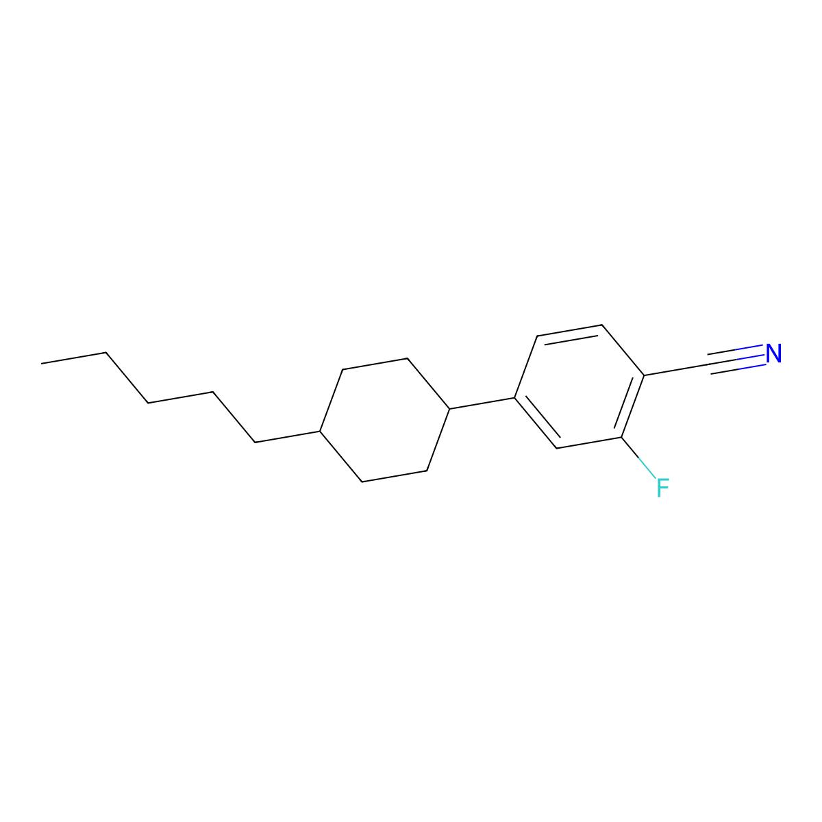 2-Fluoro-4-(4-pentylcyclohexyl)benzonitrile molecular structure, CAS 85896-79-3