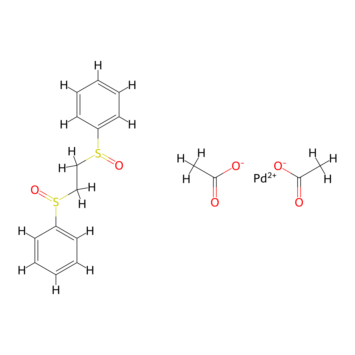 1,2-Bis(phenylsulfinyl)ethane Palladium(II) Diacetate molecular structure, CAS 858971-43-4