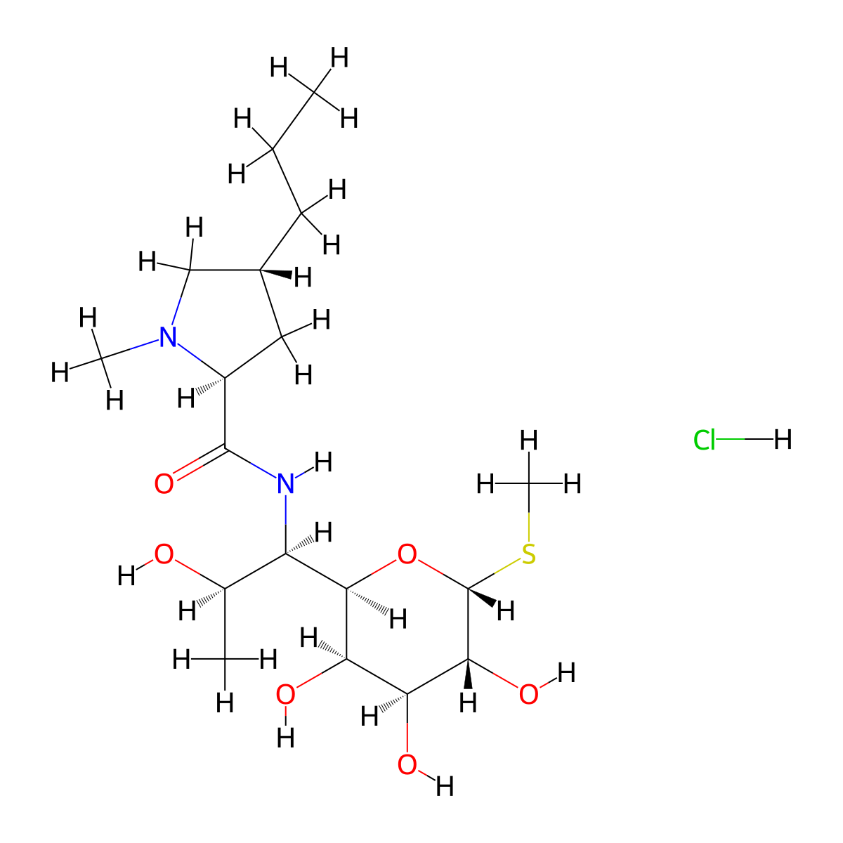Lincomycin Hydrochloride Anhydrous molecular structure, CAS 859-18-7