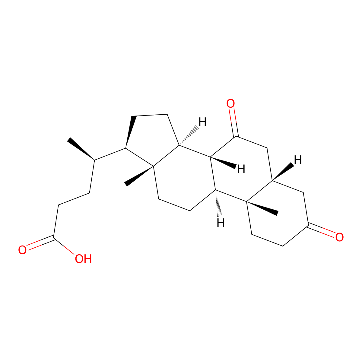3,7-Dioxo-5beta-cholanoic acid molecular structure, CAS 859-97-2