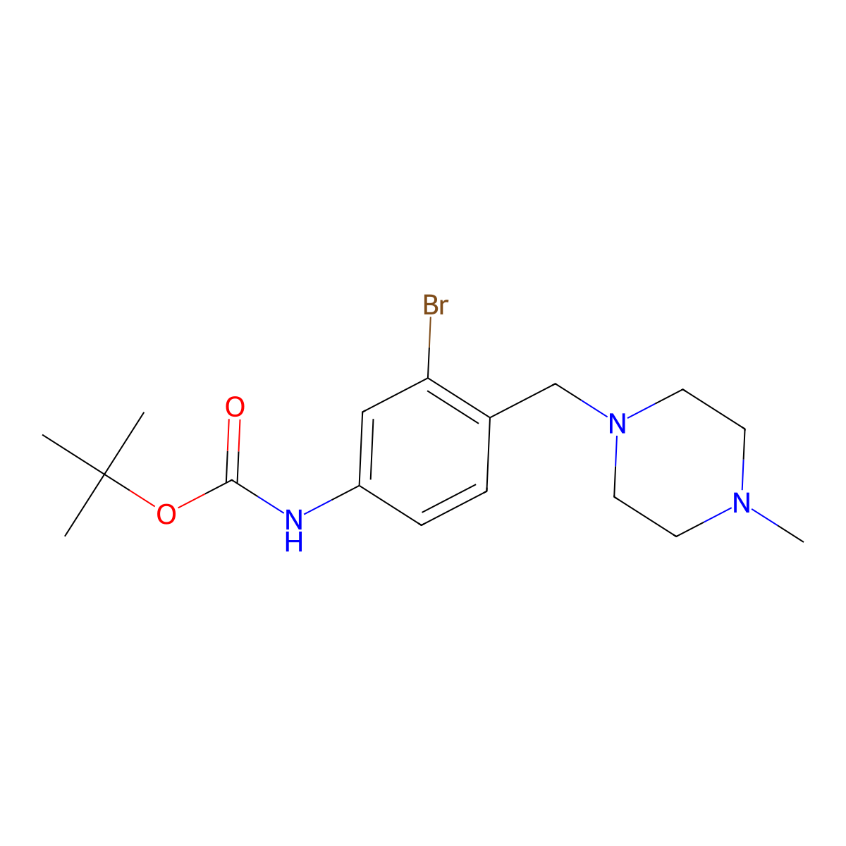 tert-butyl N-{3-bromo-4-[(4-methylpiperazin-1-yl)methyl]phenyl}carbamate molecular structure, CAS 859027-14-8
