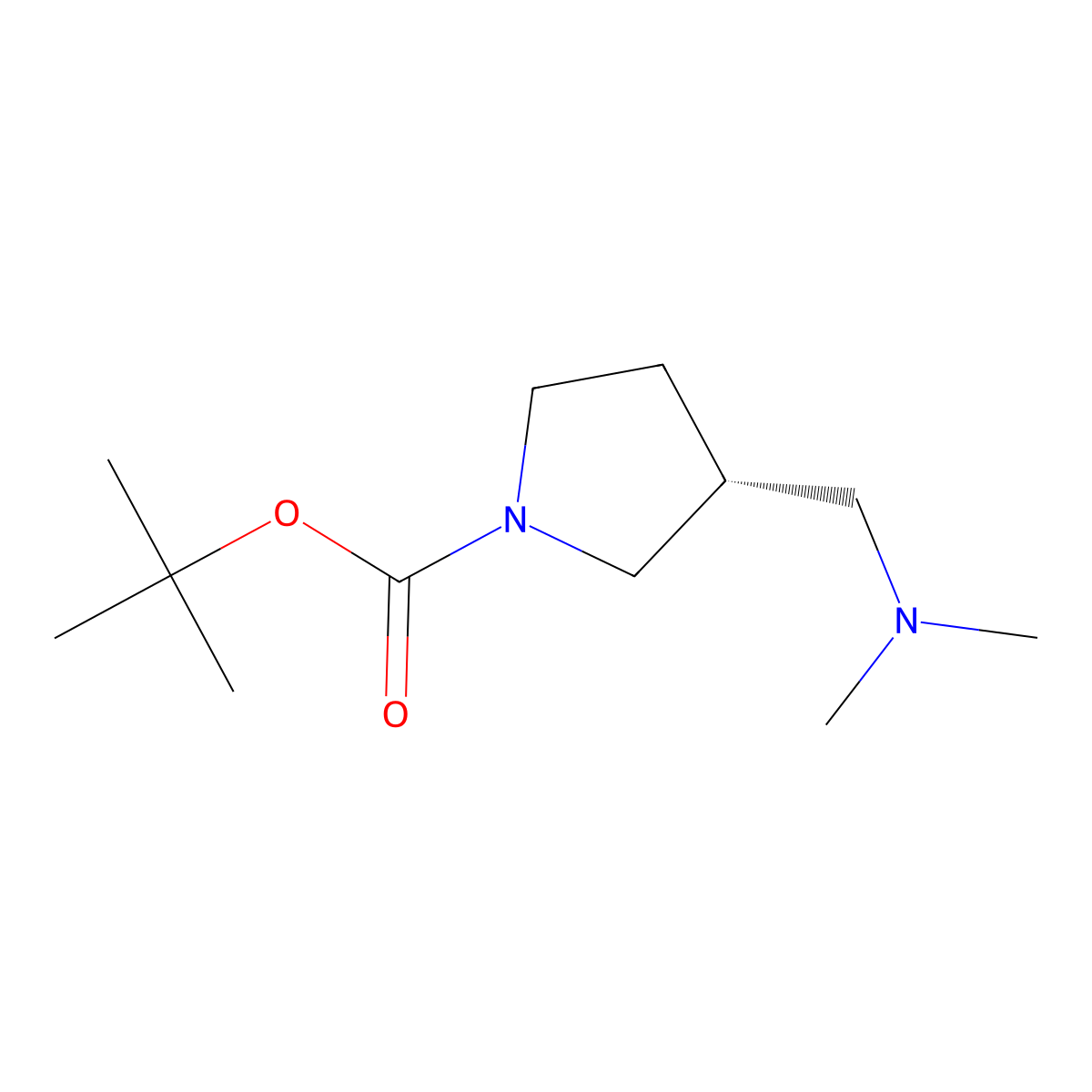 (R)-1-Boc-3-((dimethylamino)methyl)pyrrolidine molecular structure, CAS 859027-48-8