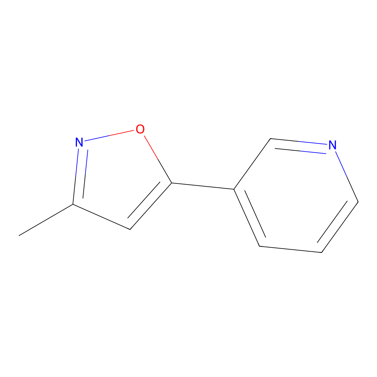 3-Methyl-5-(pyridin-3-yl)isoxazole molecular structure, CAS 85903-38-4