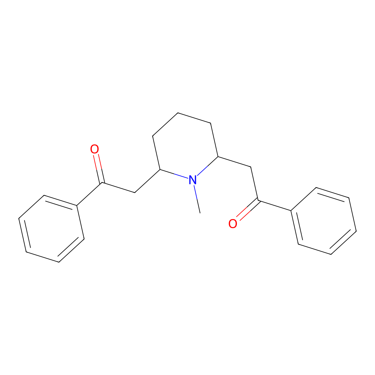 2-(1-Methyl-6-phenacyl-2-piperidyl)-1-phenyl-ethanone molecular structure, CAS 859031-17-7