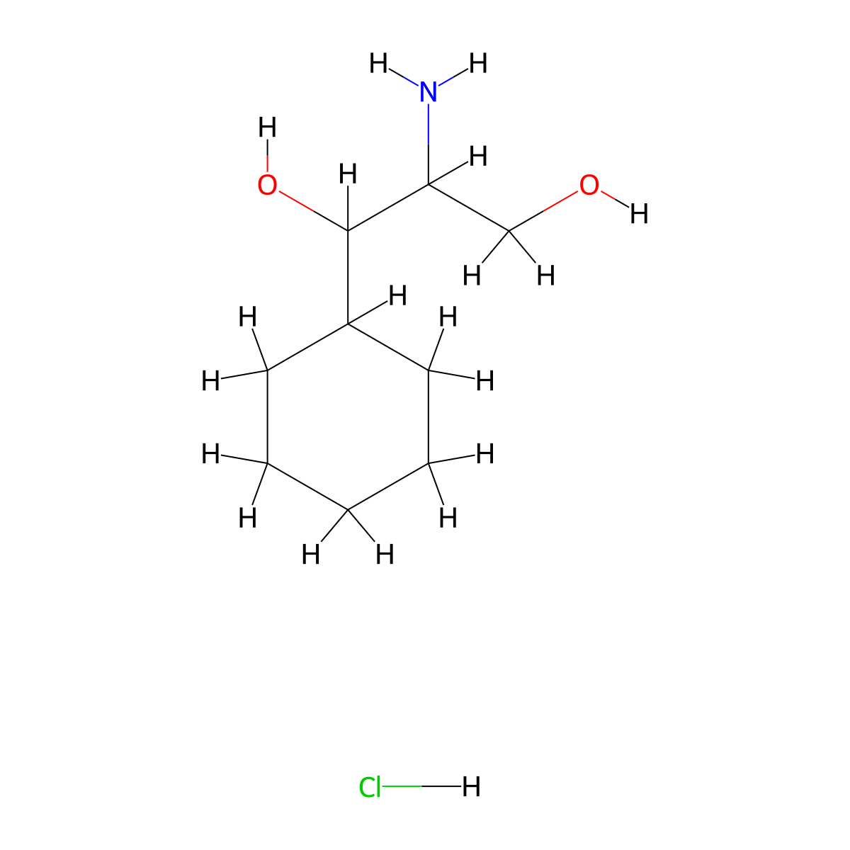 2-Amino-1-cyclohexylpropane-1,3-diol hydrochloride molecular structure, CAS 859053-29-5