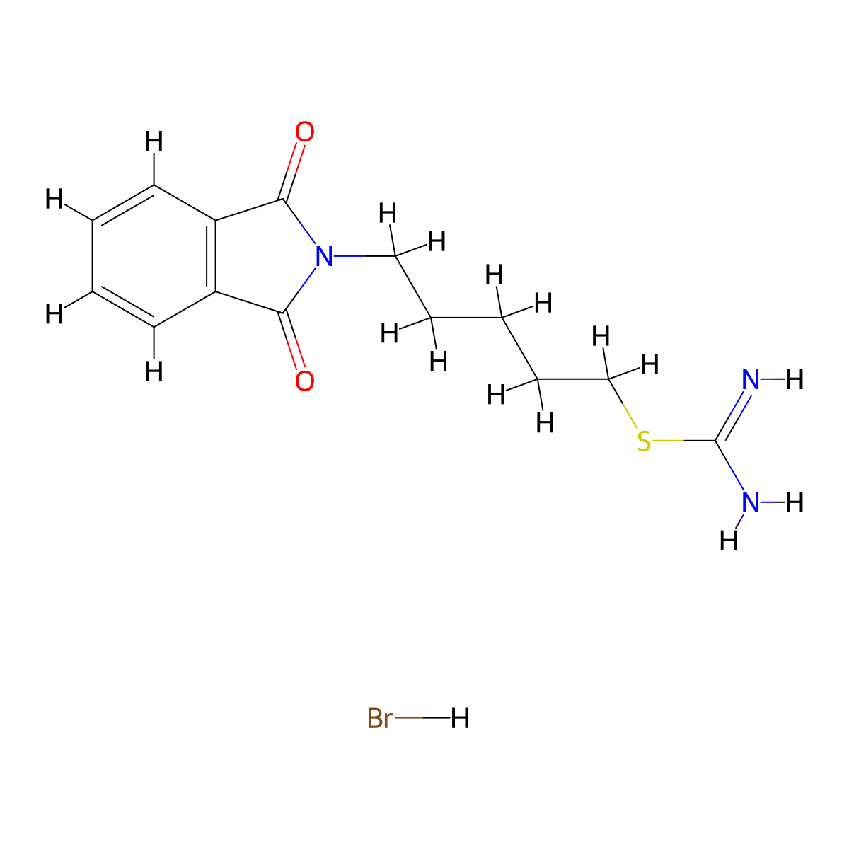 {[5-(1,3-Dioxo-2,3-dihydro-1H-isoindol-2-yl)pentyl]sulfanyl}methanimidamide hydrobromide molecular structure, CAS 859062-37-6