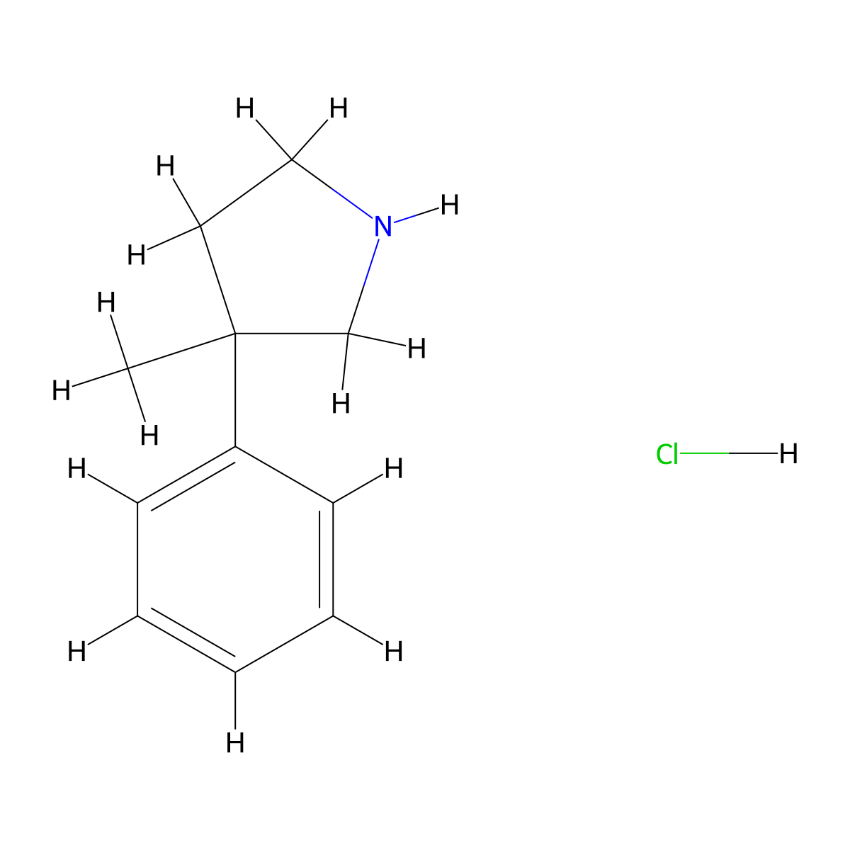 3-Methyl-3-phenylpyrrolidine hydrochloride molecular structure, CAS 859068-07-8