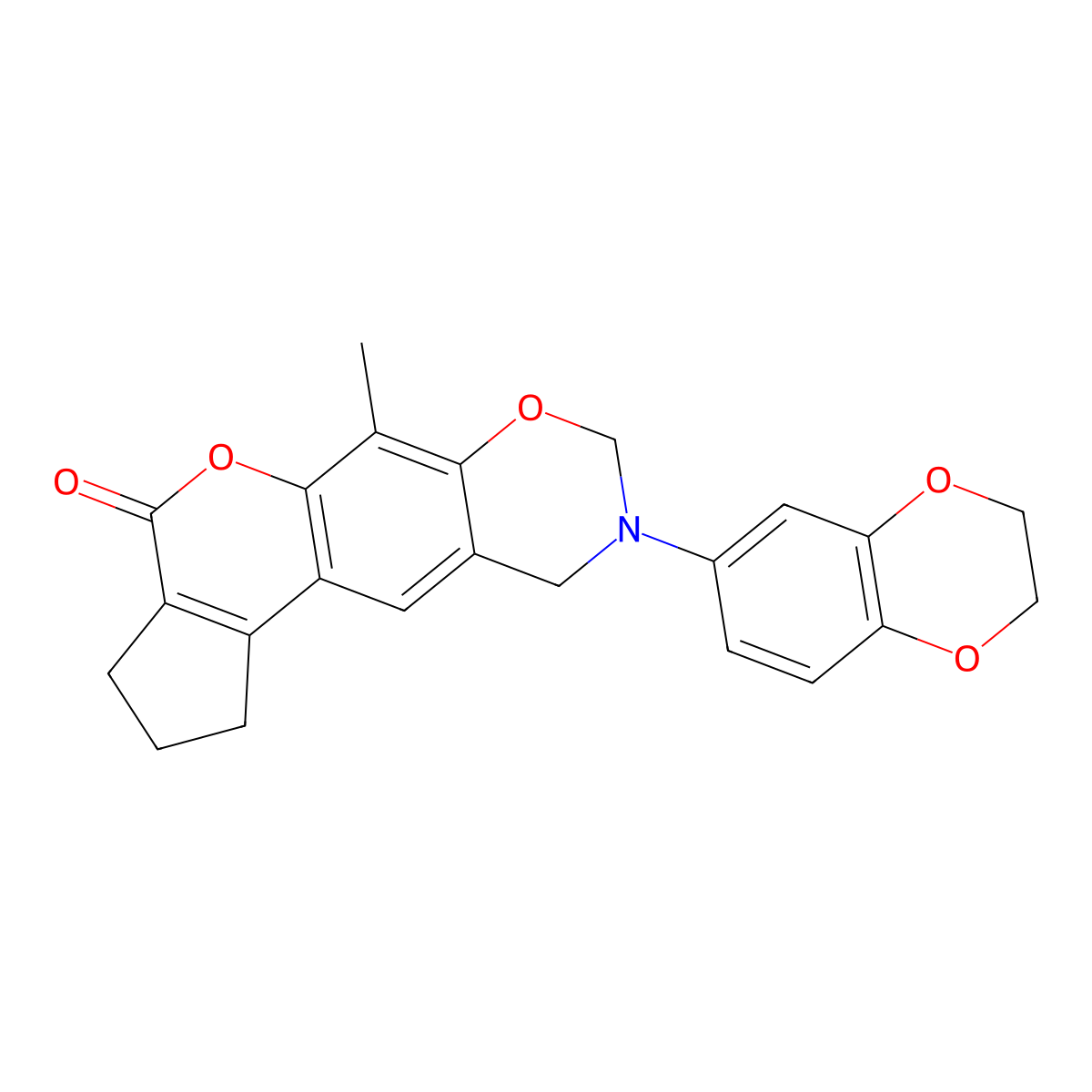 9-(2,3-dihydro-1,4-benzodioxin-6-yl)-6-methyl-2,3,9,10-tetrahydro-8H-cyclopenta[3,4]chromeno[6,7-e][1,3]oxazin-4(1H)-one molecular structure, CAS 859107-78-1