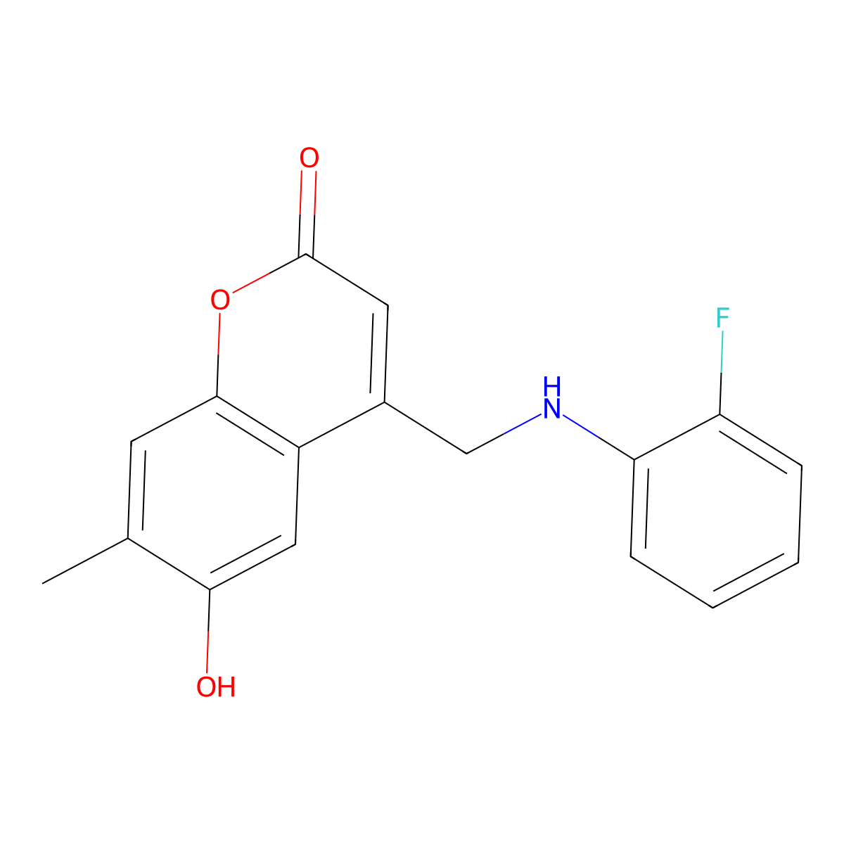 4-{[(2-fluorophenyl)amino]methyl}-6-hydroxy-7-methyl-2H-chromen-2-one molecular structure, CAS 859108-08-0