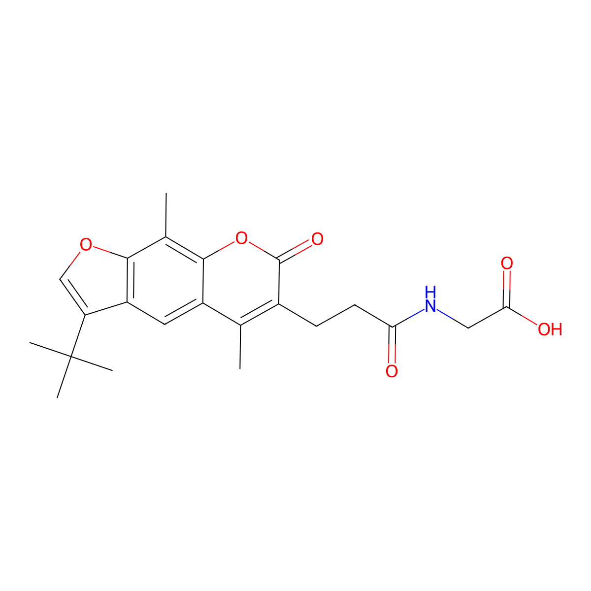 N-[3-(3-tert-butyl-5,9-dimethyl-7-oxo-7H-furo[3,2-g]chromen-6-yl)propanoyl]glycine molecular structure, CAS 859108-58-0