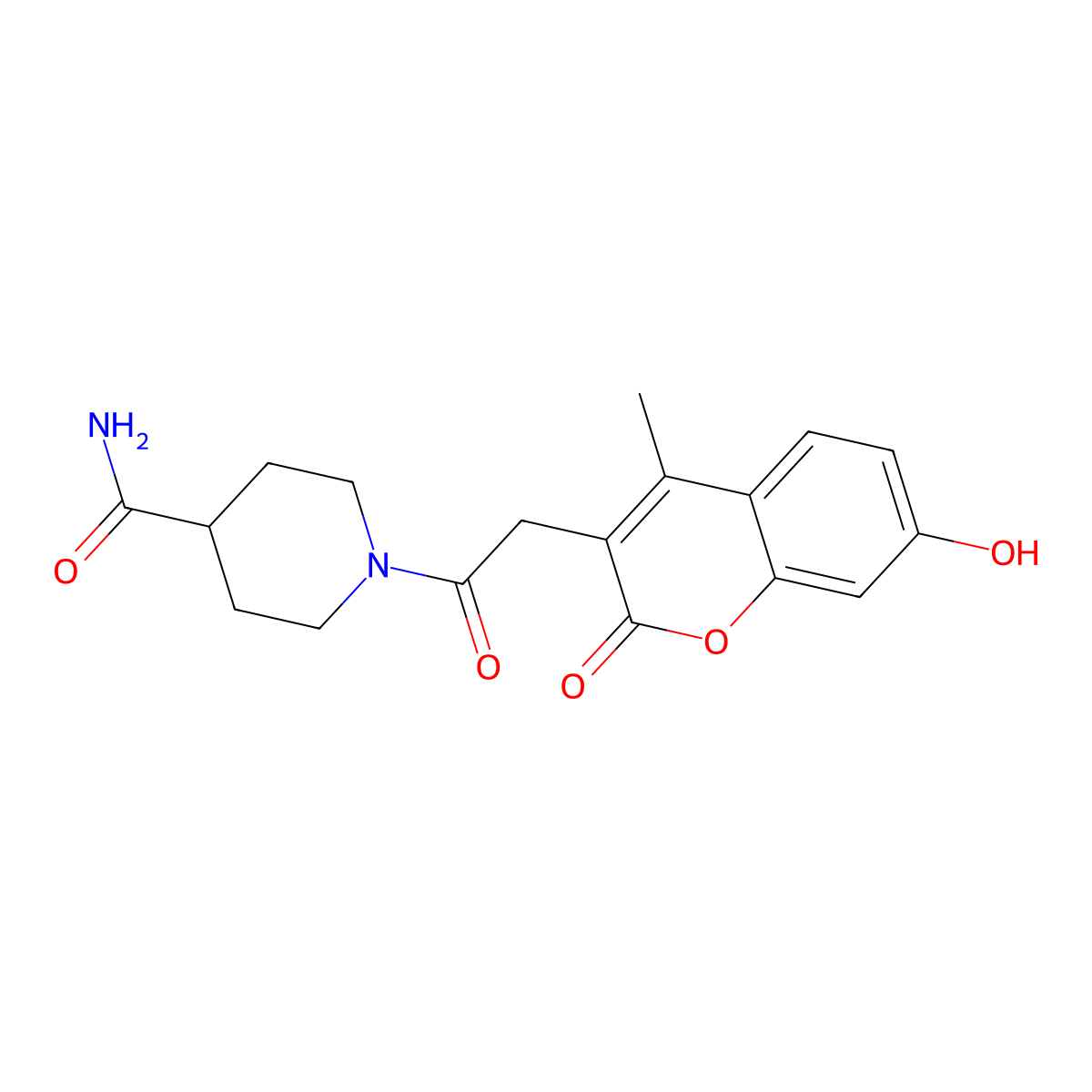 1-[(7-hydroxy-4-methyl-2-oxo-2H-chromen-3-yl)acetyl]piperidine-4-carboxamide molecular structure, CAS 859108-69-3