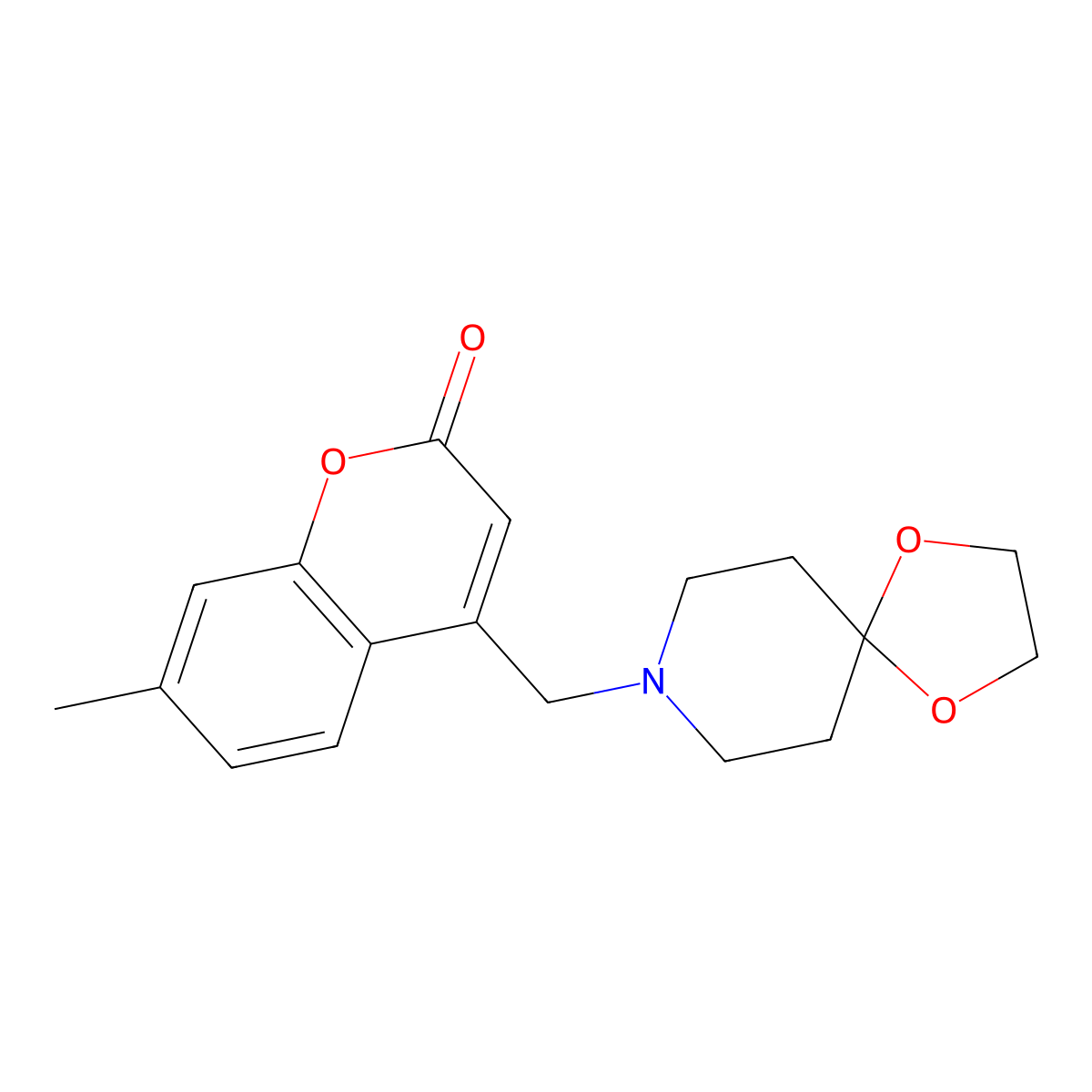 4-(1,4-Dioxa-8-azaspiro[4.5]decan-8-ylmethyl)-7-methylchromen-2-one molecular structure, CAS 859108-78-4