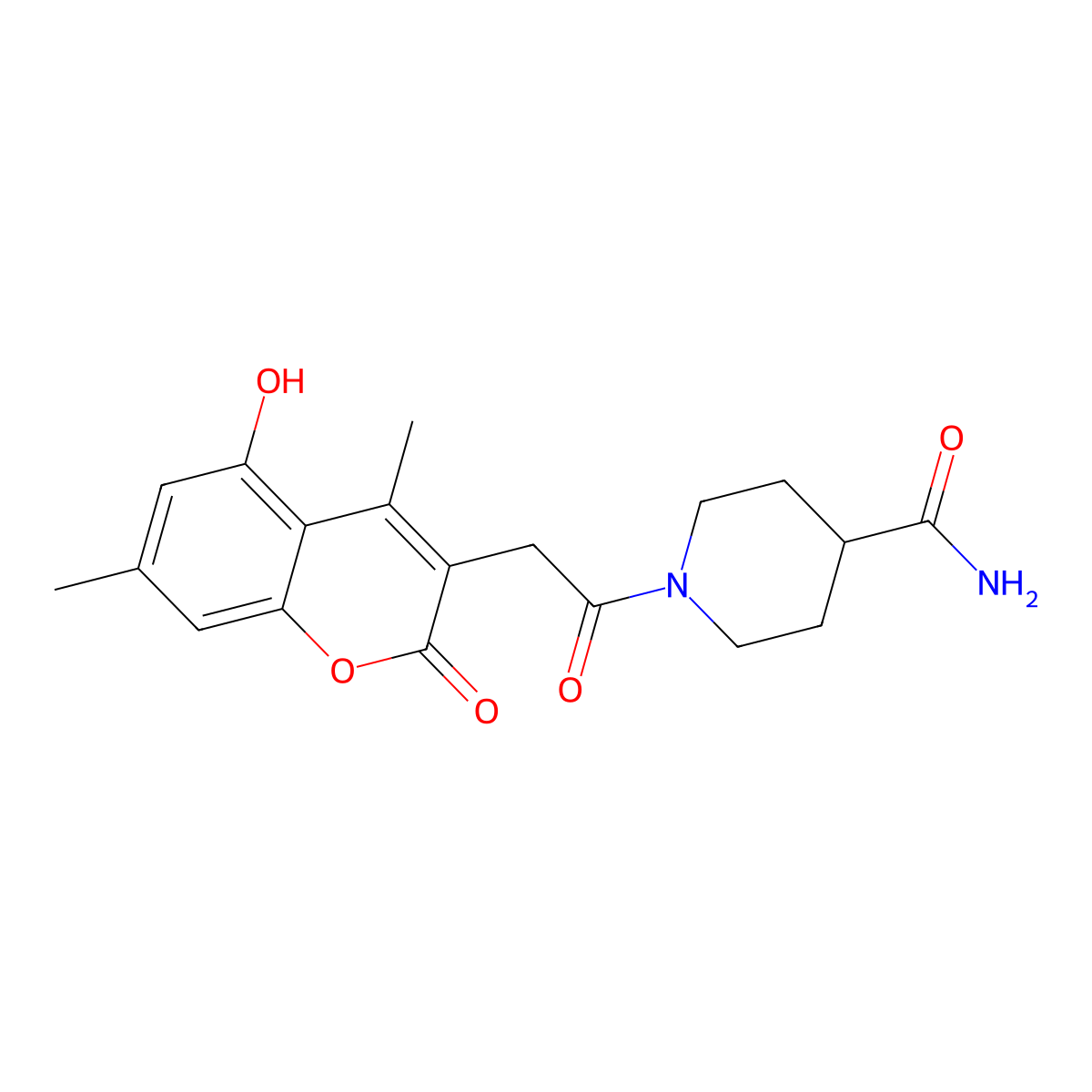 1-[(5-hydroxy-4,7-dimethyl-2-oxo-2H-chromen-3-yl)acetyl]piperidine-4-carboxamide molecular structure, CAS 859109-14-1
