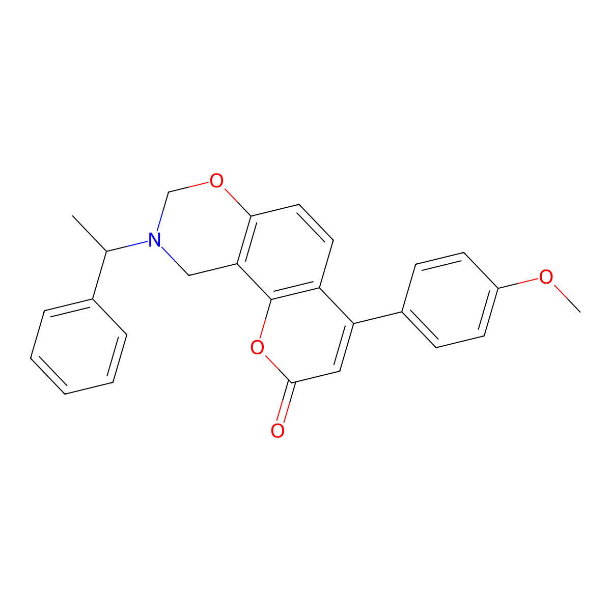 4-(4-methoxyphenyl)-9-(1-phenylethyl)-9,10-dihydro-2H,8H-chromeno[8,7-e][1,3]oxazin-2-one molecular structure, CAS 859109-60-7