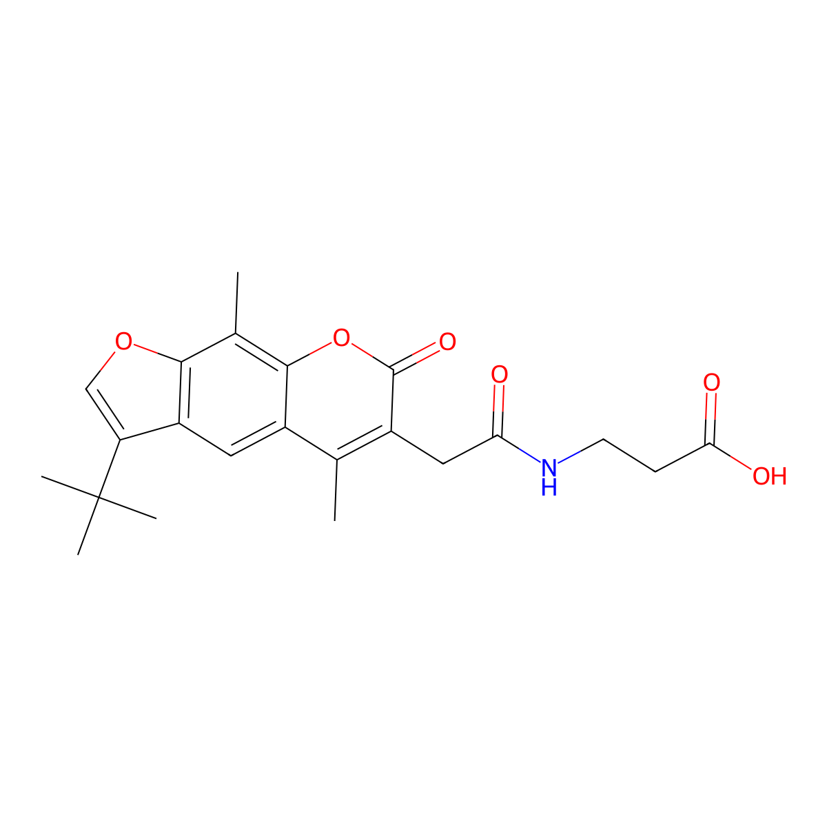 N-[(3-tert-butyl-5,9-dimethyl-7-oxo-7H-furo[3,2-g]chromen-6-yl)acetyl]-beta-alanine molecular structure, CAS 859109-77-6